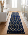 Hollywood Luxe Collection Area Rug - Sunset (Navy Blue Gold) Runner Navy Blue Gold  lifestyle 47