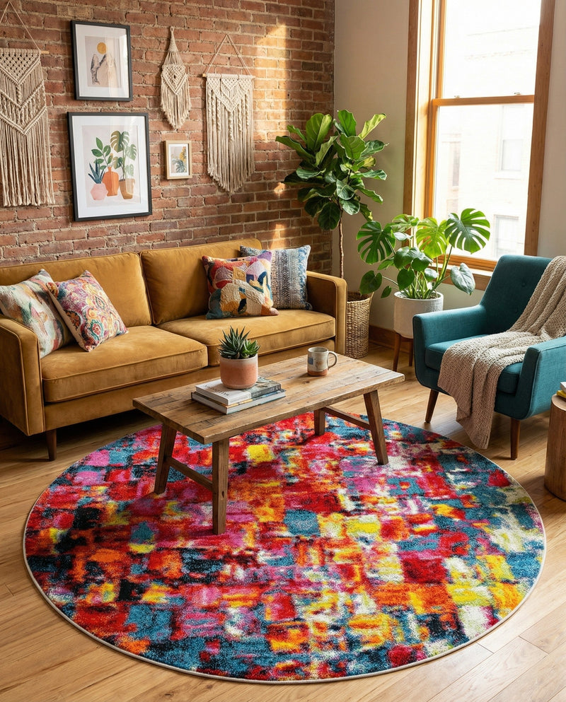 Venetian Elegance Collection Area Rug -  Sant'Erasmo Round Multi  lifestyle 55