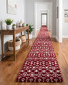 Berber Lattice Shag Collection Area Rug - Atlas (Burgundy Red) Runner Burgundy Red  lifestyle 31