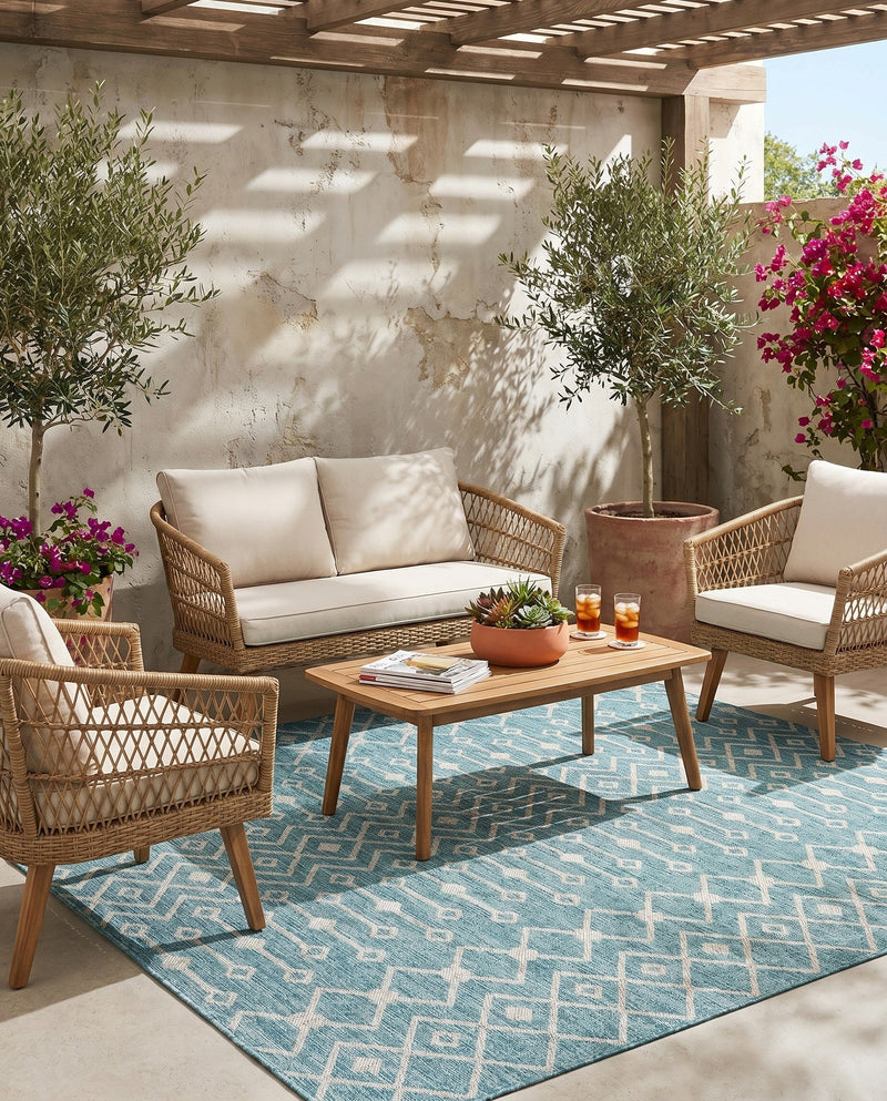 Savannah Pergola Collection Area Rug -  Pergola (Aqua) Square Aqua  lifestyle 70