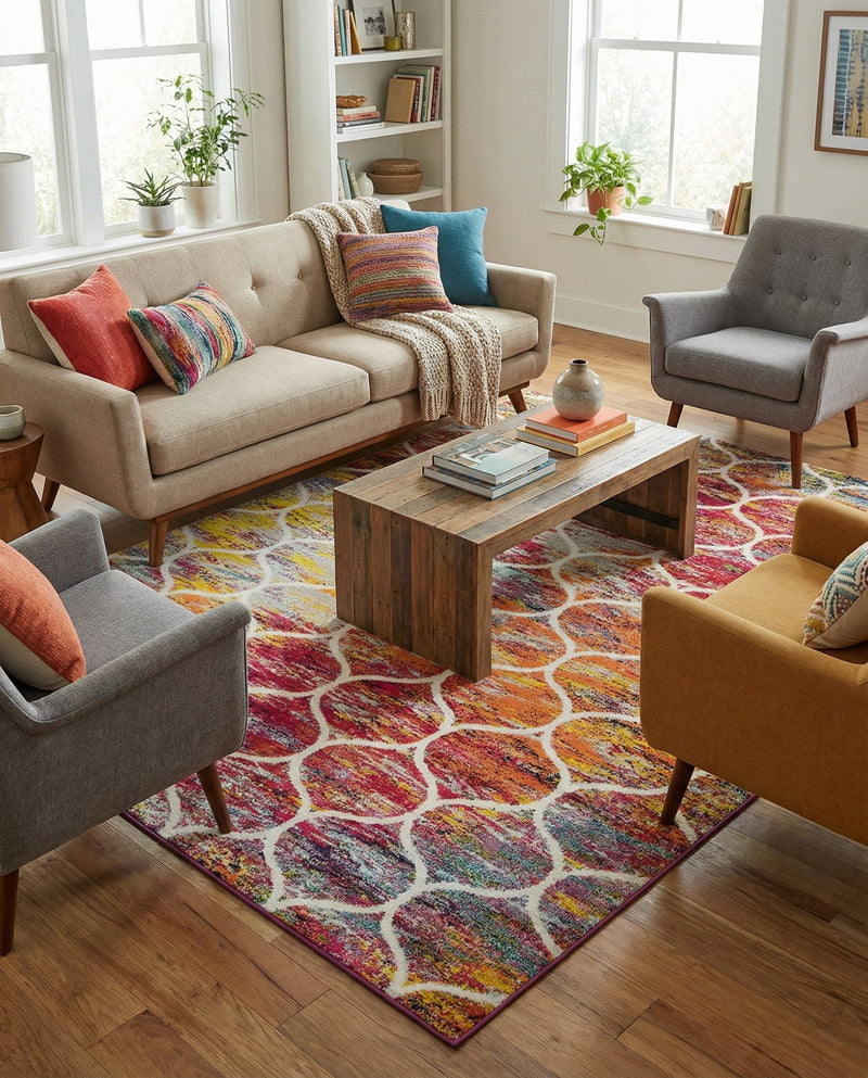 Trellis Mosaic Collection Area Rug -  Pergolatown (Multi) Rectangle Multi  lifestyle 12