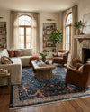Seville Stripes Collection Area Rug -  Malaga (Navy Blue) Rectangle Navy Blue  lifestyle 40