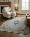 Tabriz Tapestry Collection Area Rug - Azerbaijan (Gray) Rectangle Gray  lifestyle 7