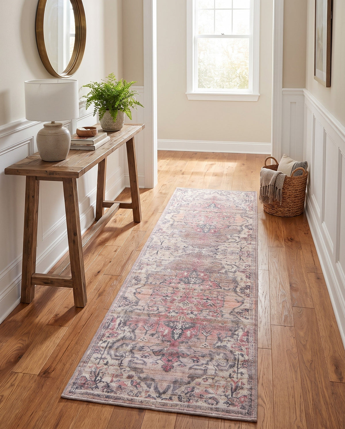 Vintage Memories Collection Area Rug - Echoes Runner Beige and Pink  lifestyle 107