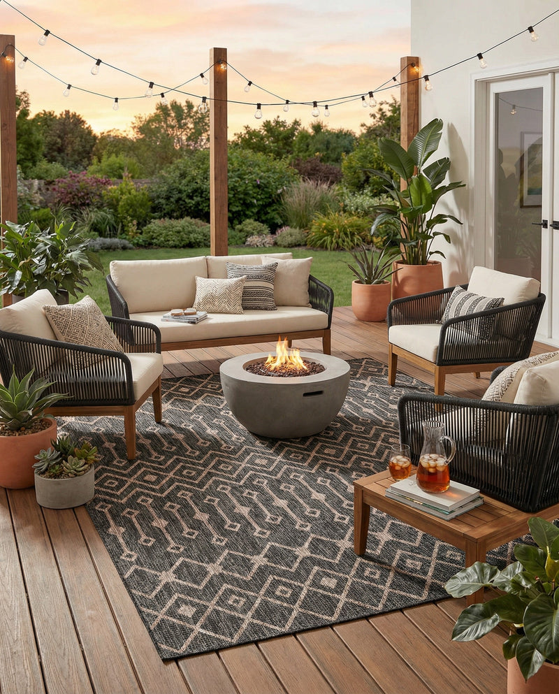 Savannah Pergola Collection Area Rug -  Pergola (Charcoal Gray) Square Charcoal Gray  lifestyle 79