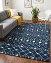 Berber Lattice Shag Collection Area Rug - Atlas (Navy Blue) Rectangle Navy Blue  lifestyle 20