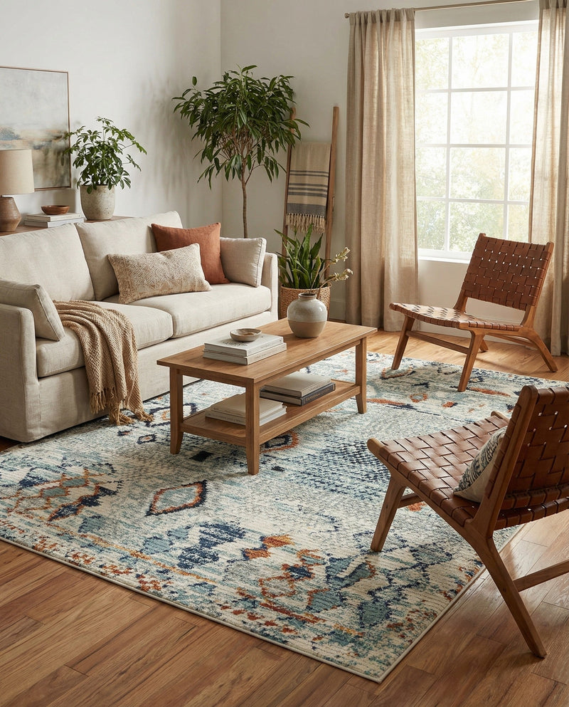 Tangier Treasures Collection Area Rug - Casablanca Rectangle Light Blue  lifestyle 15