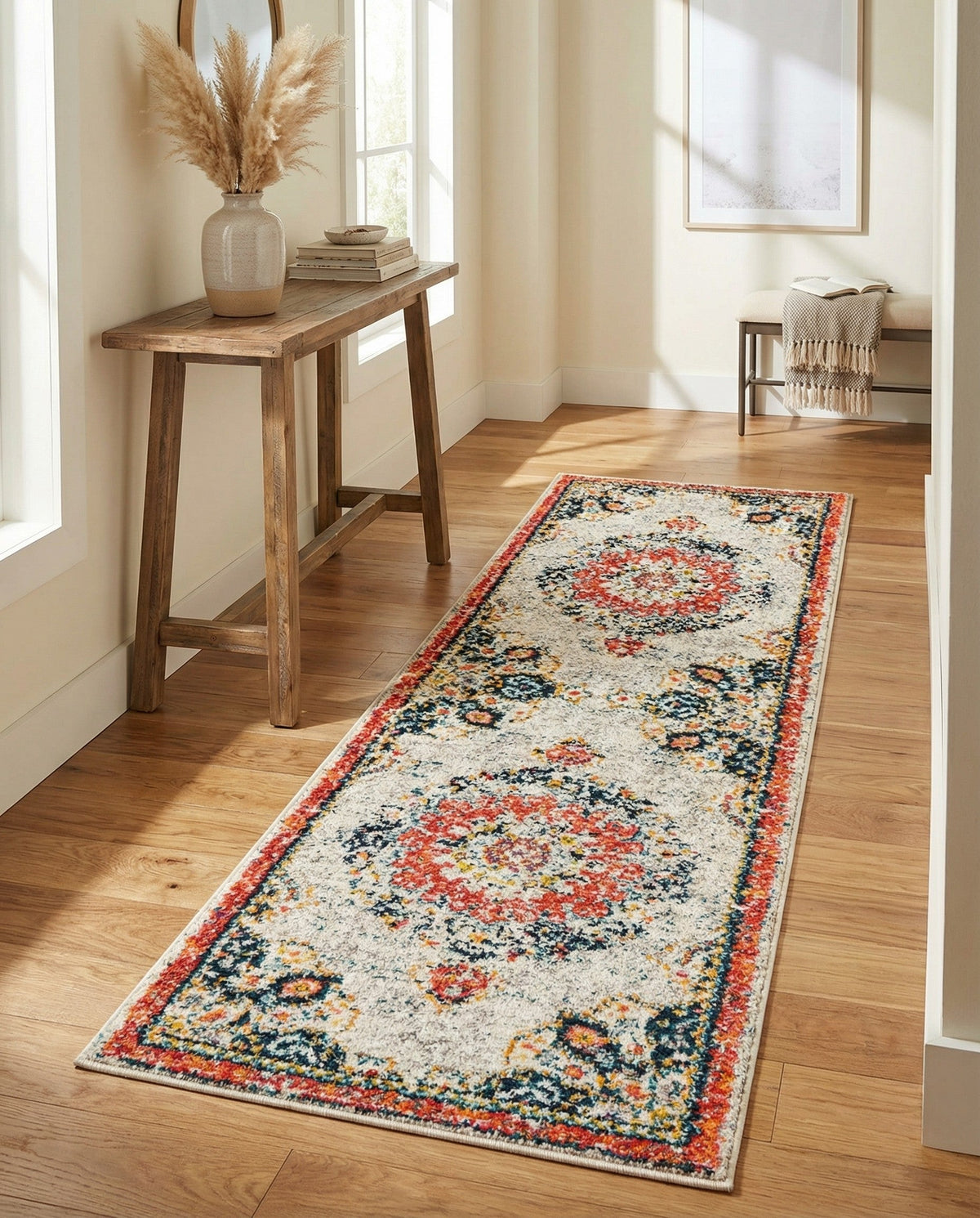 Brighton Terrace Collection Area Rug - Hove (Ivory) Runner Ivory  lifestyle 72