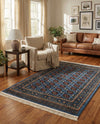 Samarkand Elegance Collection Area Rug -  Margilan (Blue) Rectangle Blue  lifestyle 17