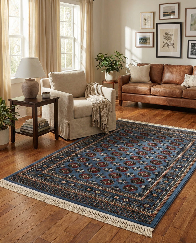 Samarkand Elegance Collection Area Rug -  Margilan (Blue) Rectangle Blue  lifestyle 17