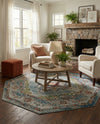 Savannah Soiree Collection Area Rug - Serengeti (Blue) Octagon Blue  lifestyle 73