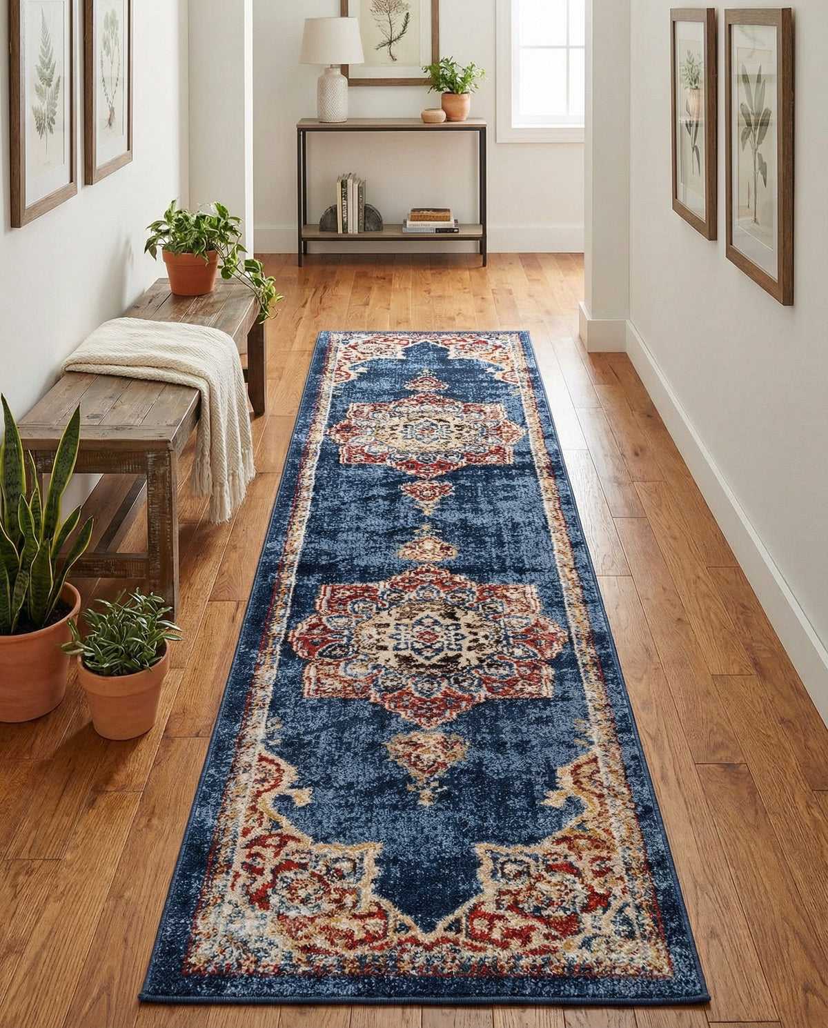Eden Oasis Collection Area Rug -  Tranquility (Dark Blue) Runner Dark Blue  lifestyle 88