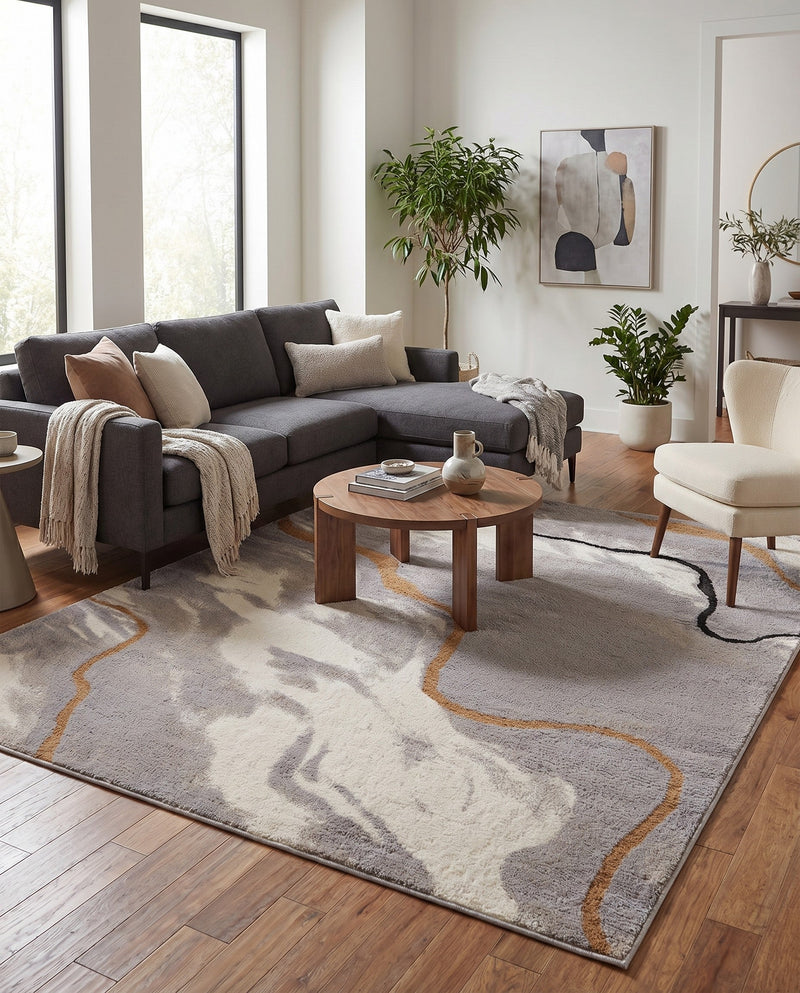 Sienna Collection Area Rug -  Tuscany Rectangle Gray and Ivory  lifestyle 18