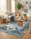 Chateau Elegance Collection Area Rug -  Riviera Rectangle Blue  lifestyle 35