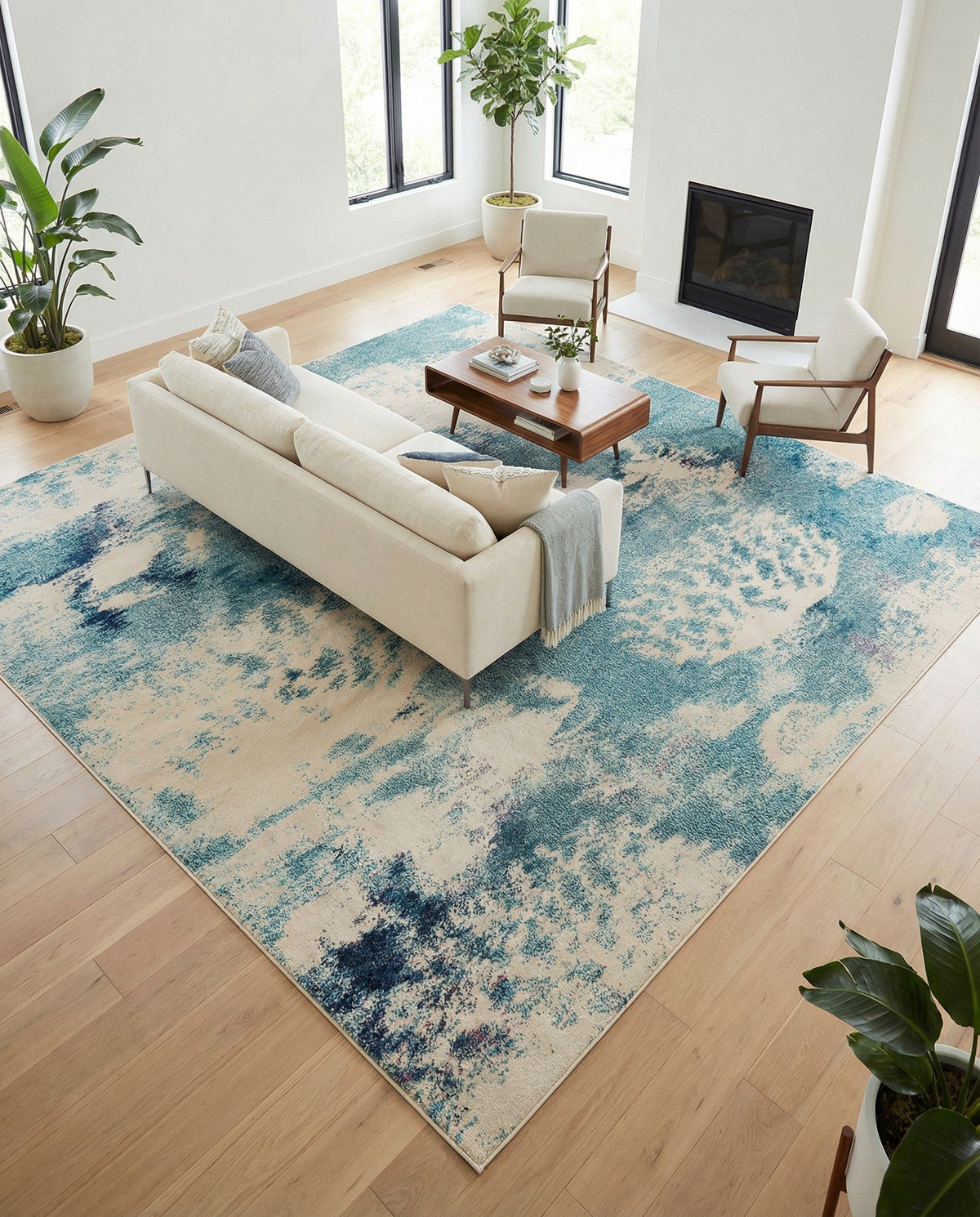 Sorrento Shores Collection Area Rug -  Vico Square Light Blue  lifestyle 153
