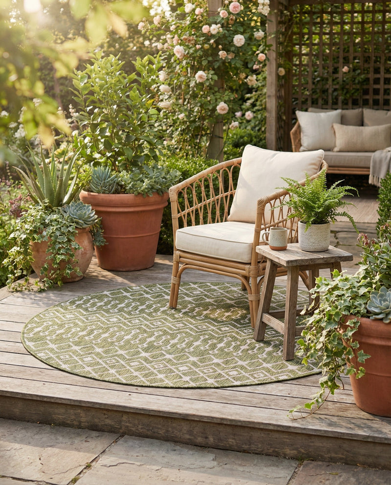 Savannah Pergola Collection Area Rug -  Pergola (Green) Round Green  lifestyle 86