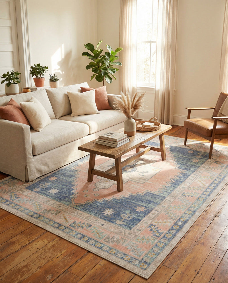 Savannah Series Collection Area Rug -  Augusta (French Blue) Rectangle French Blue  lifestyle 20
