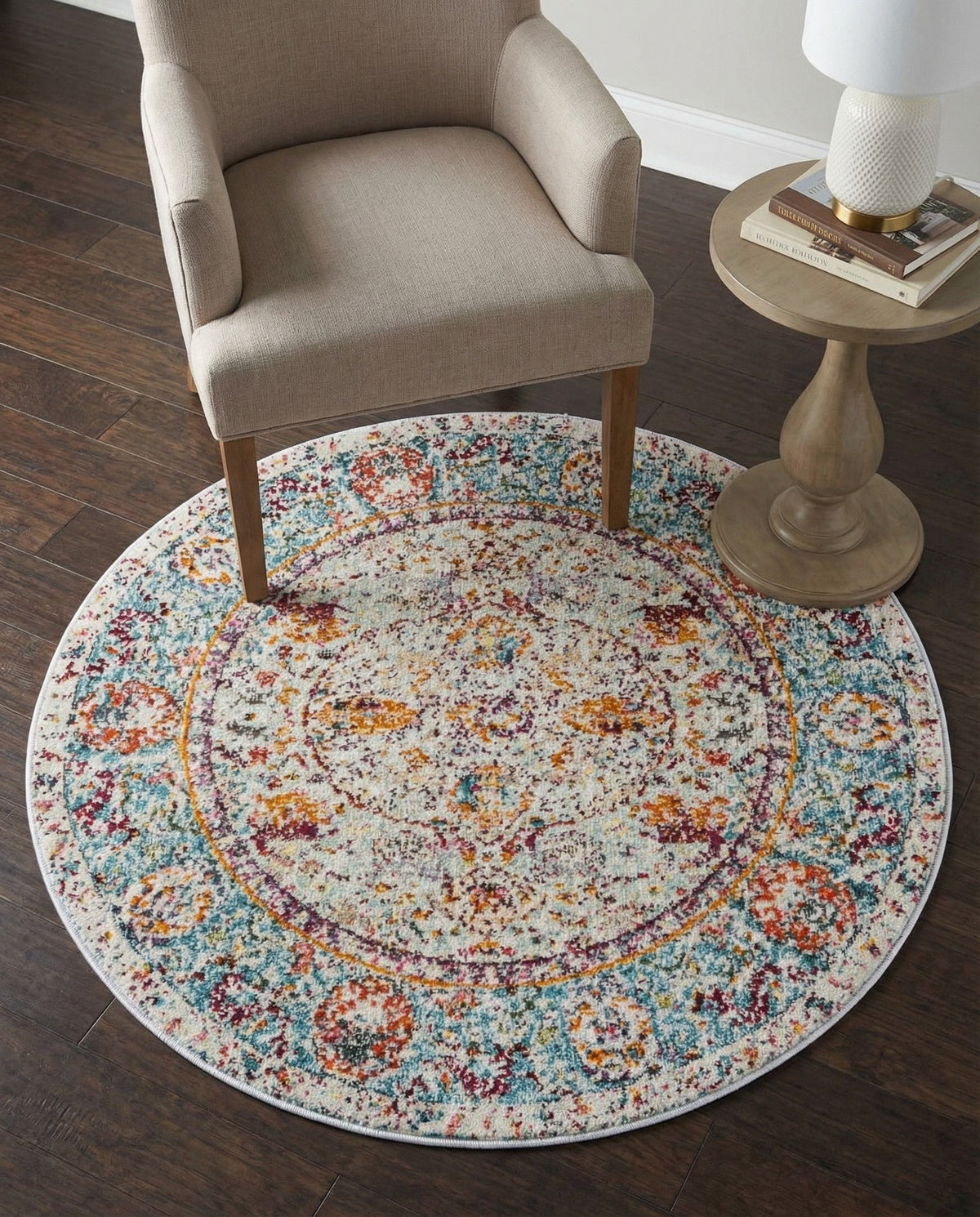 Caribbean Breeze Collection Area Rug -  Xcalak Round Light Blue  lifestyle 139