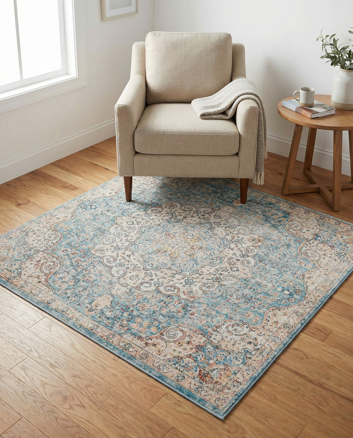 Coastal Haven Collection Area Rug - Seabreeze (Blue) Square Blue  lifestyle 108