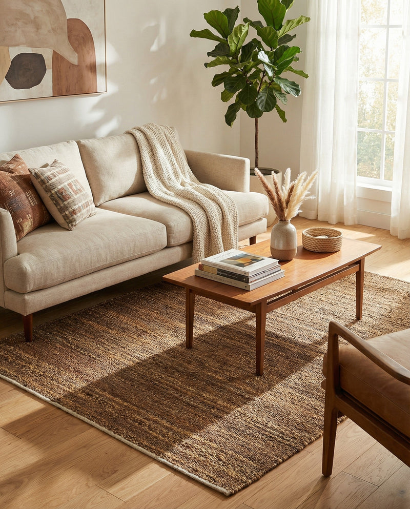 Coastal Haven Jute Collection Area Rug - Malibu Rectangle Sepia Brown  lifestyle 25
