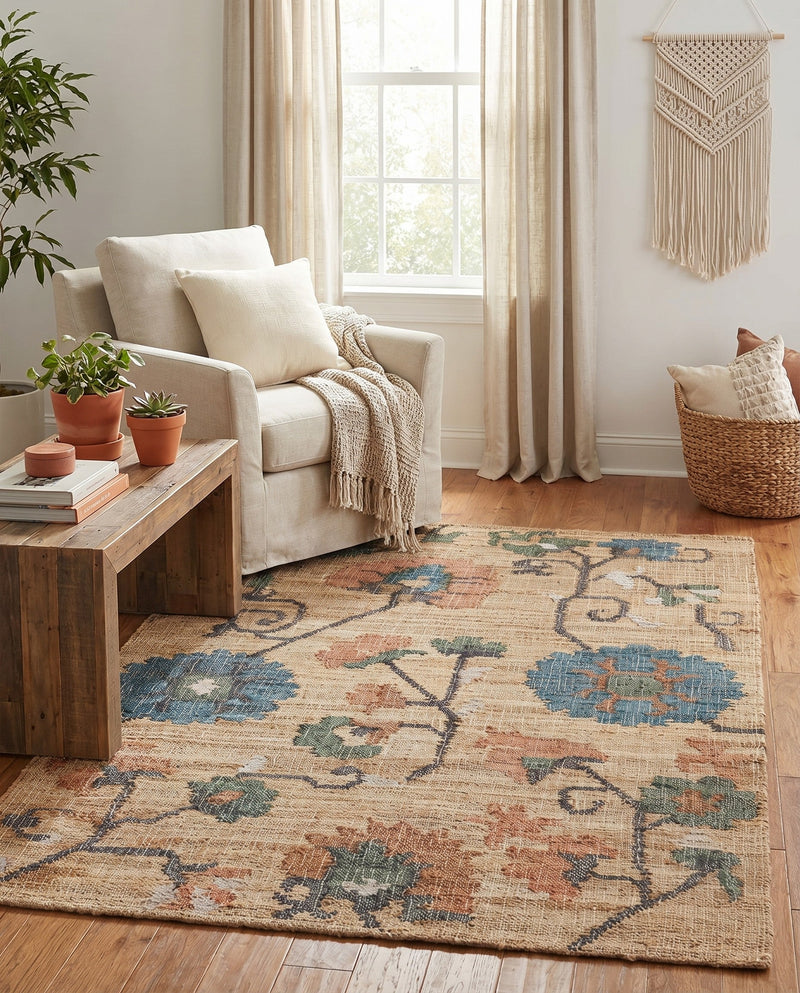 Benares Handwoven Jute Collection Area Rug -  Ramnagar Rectangle Multi  lifestyle 8