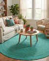 Woven Seaside Jute Collection Area Rug - Savannah (Turquoise) Round Turquoise  lifestyle 50