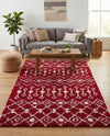 Berber Lattice Shag Collection Area Rug - Atlas (Burgundy Red) Rectangle Burgundy Red  lifestyle 13
