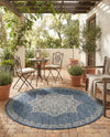 Patio Heritage Collection Area Rug -  Charleston (Blue) Round Blue  lifestyle 55