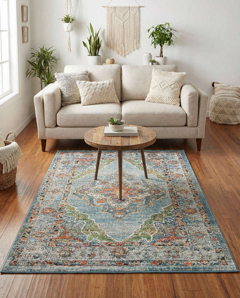 Savannah Soiree Collection Area Rug - Serengeti (Blue) Rectangle Blue  lifestyle 18