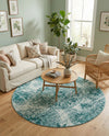 Riviera Elegance Collection Area Rug -  Monaco (Turquoise) Round Turquoise  lifestyle 45