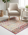 Mediterranean Lattice Collection Area Rug -  Casablanca (Ivory Multi) Square Ivory Multi  lifestyle 53