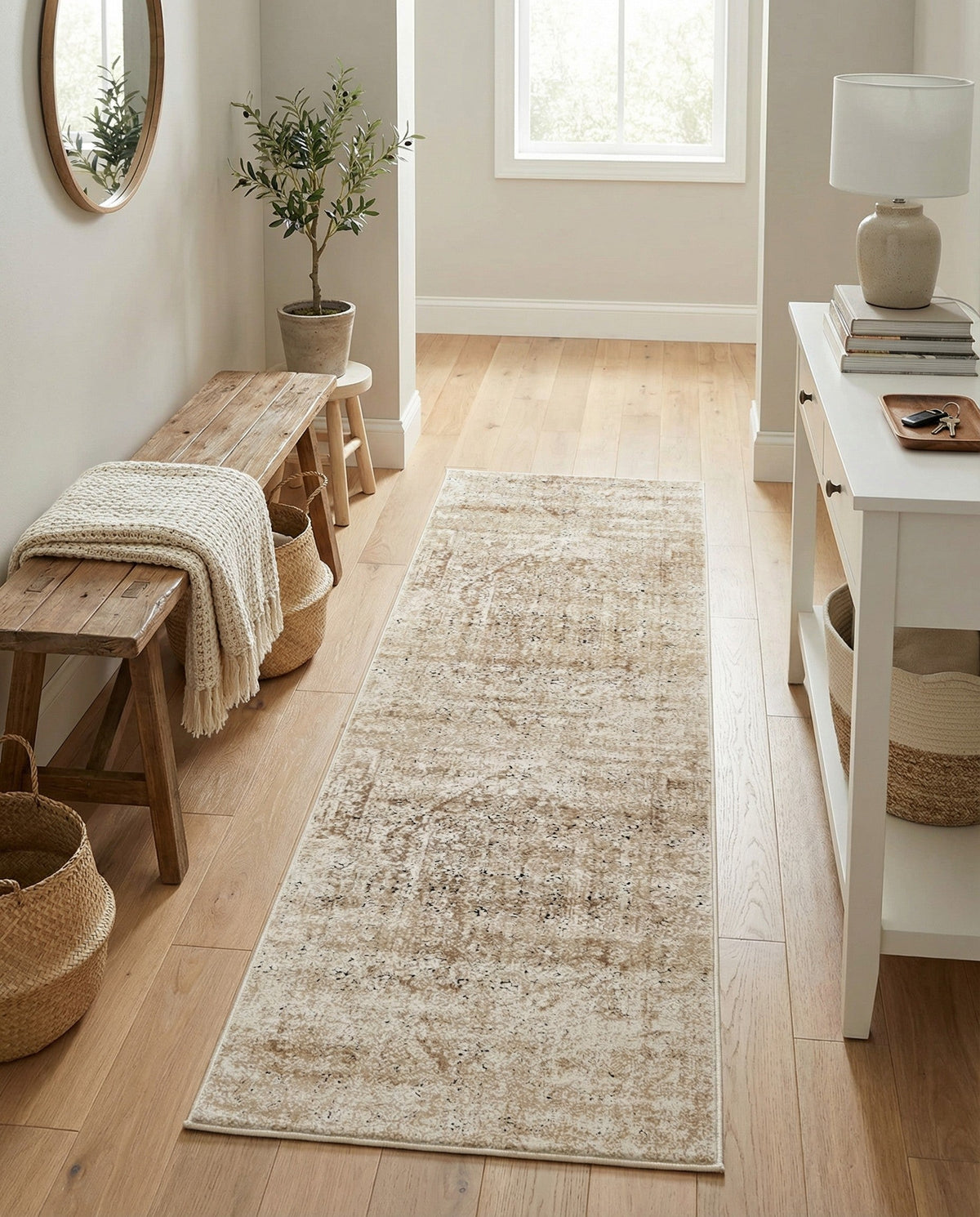 Coastal Manor Collection Area Rug -  Wavecrest Runner Beige  lifestyle 142
