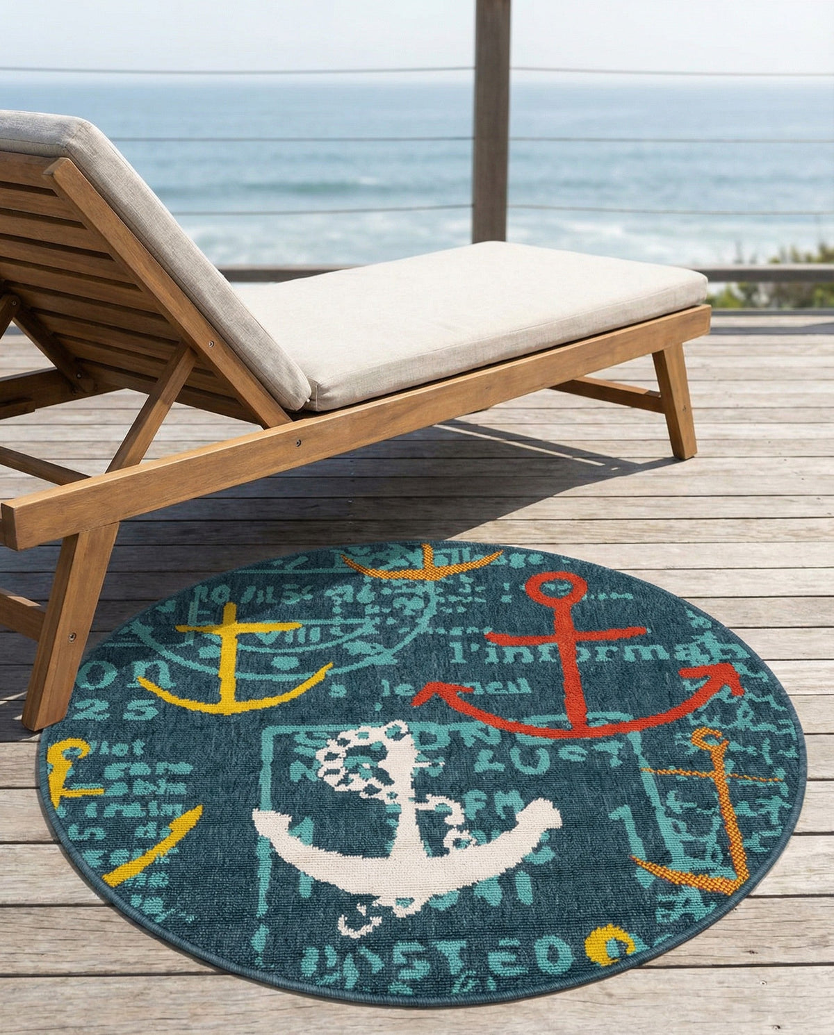 Seaside Haven Rugs Collection Area Rug -  Lighthouse Round Navy Blue  lifestyle 82