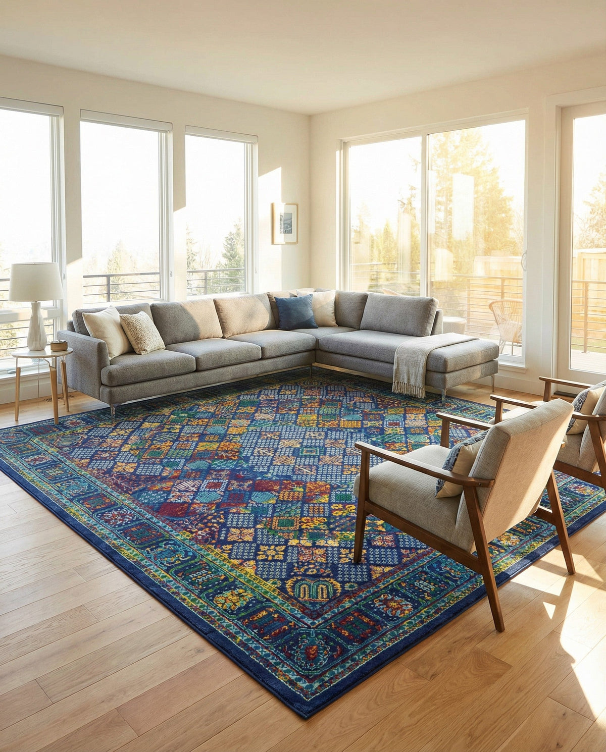 Caribbean Cove Collection Area Rug -  Mustique Square Navy Blue  lifestyle 143