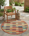Coastal Terrace Collection Area Rug -  Harbor Round Multi  lifestyle 55
