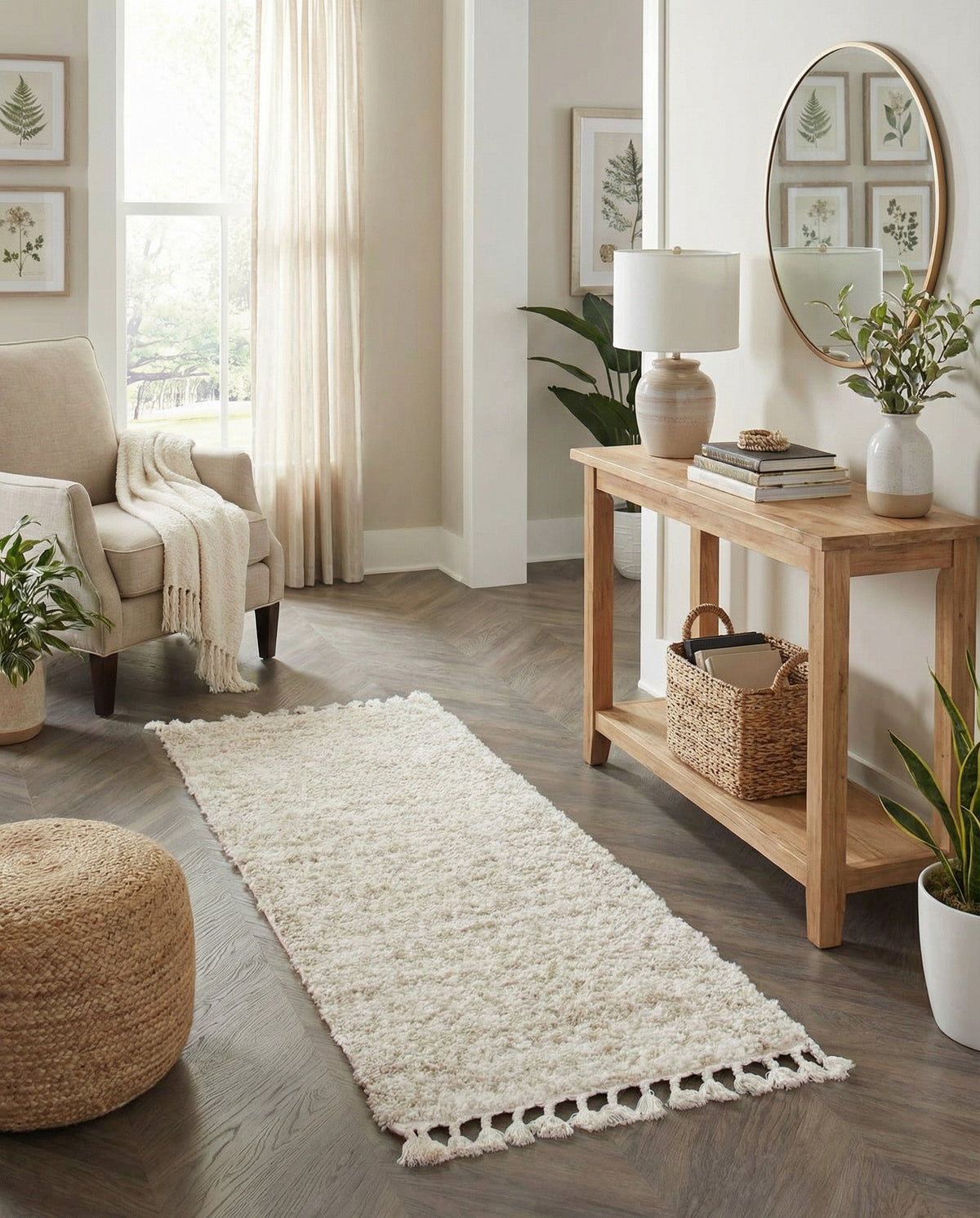 Cozy Cove Shag Collection Area Rug -  Harbor Runner Ivory  lifestyle 101