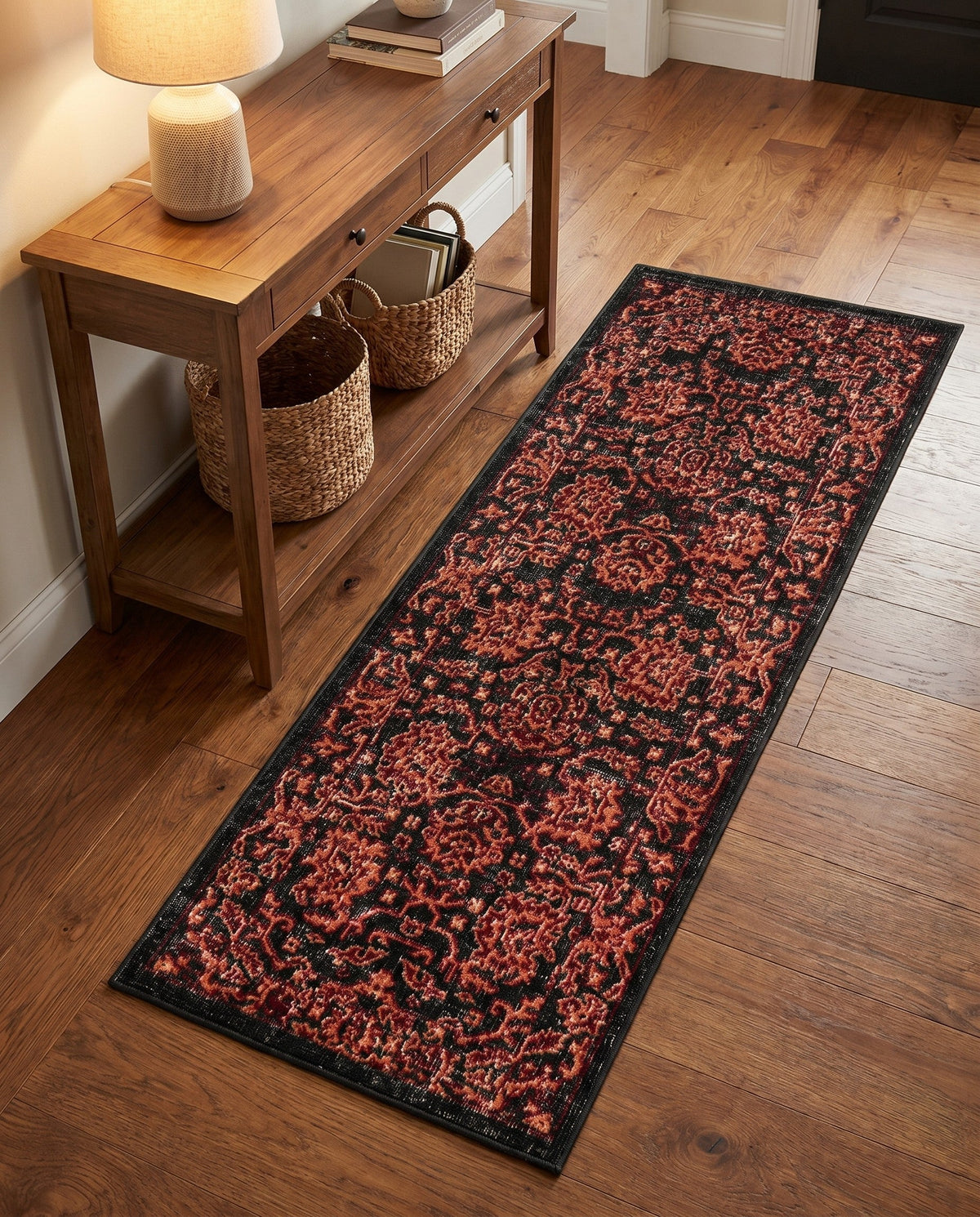 Geneva Terrace Collection Area Rug -  Lausanne Runner Black  lifestyle 119