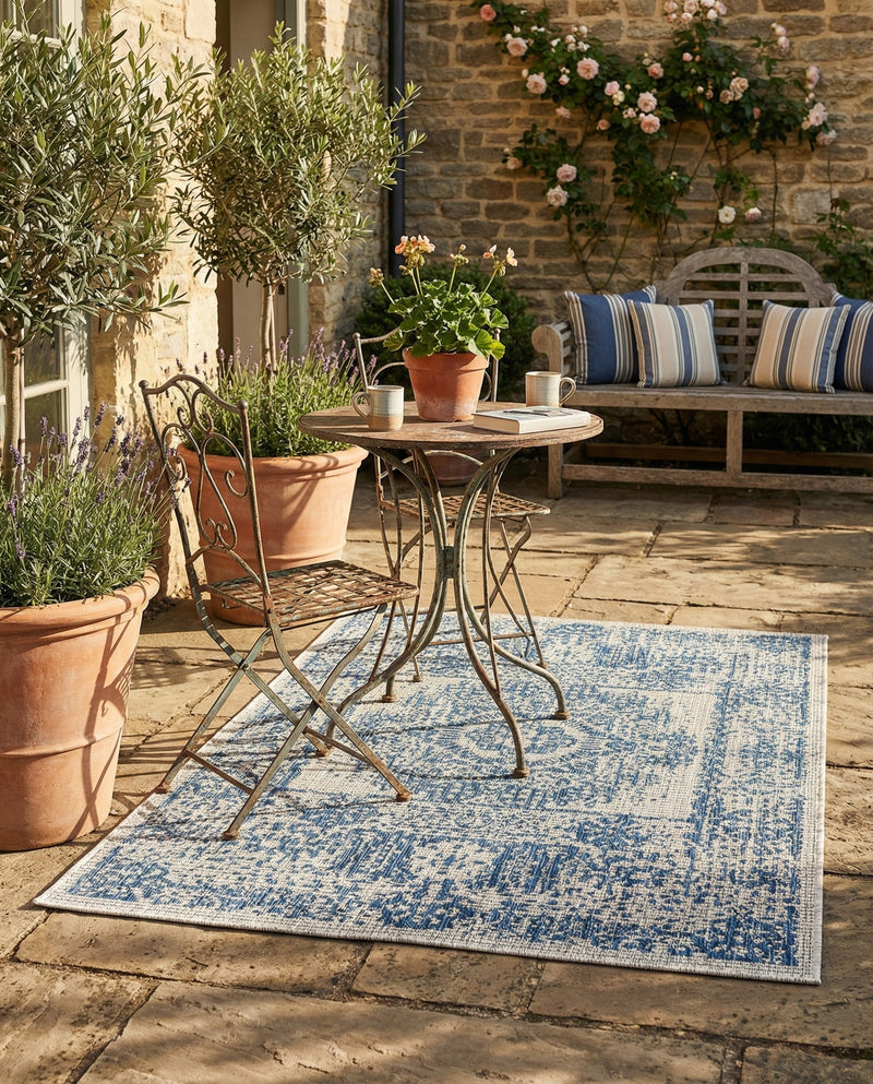 Patio Heritage Collection Area Rug - Savannah (Blue) Rectangle Blue  lifestyle 43