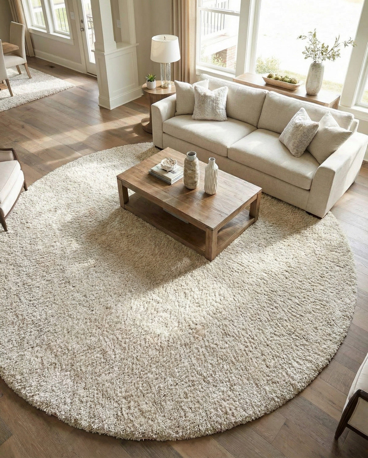 Cozy Cove Shag Collection Area Rug -  Harbor Round Ivory  lifestyle 116