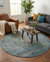 Caribbean Breeze Collection Area Rug -  Martinique Round Turquoise  lifestyle 58