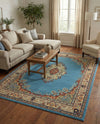 Tabriz Tapestry Collection Area Rug - Azerbaijan (Light Blue) Rectangle Light Blue  lifestyle 6