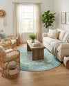 Georgetown Rugs Collection Area Rug - Dupont (Aqua) Round Aqua  lifestyle 65