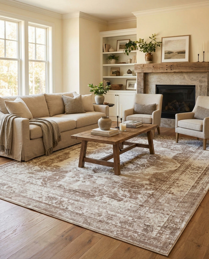 Riviera Elegance Collection Area Rug -  Menton (Beige) Rectangle Beige  lifestyle 42