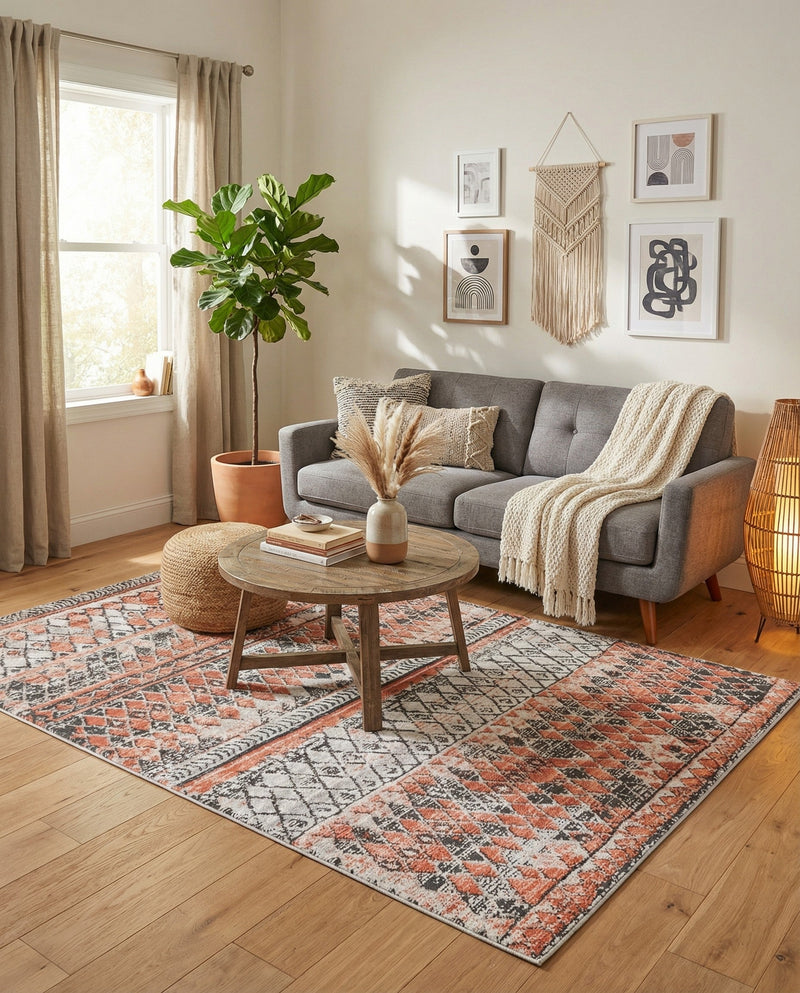 Dresden Elegance Collection Area Rug -  Zittau Rectangle Salmon  lifestyle 27