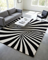 Cyclone Wool Collection Area Rug -  Maelstrom Rectangle Black and White  lifestyle 20