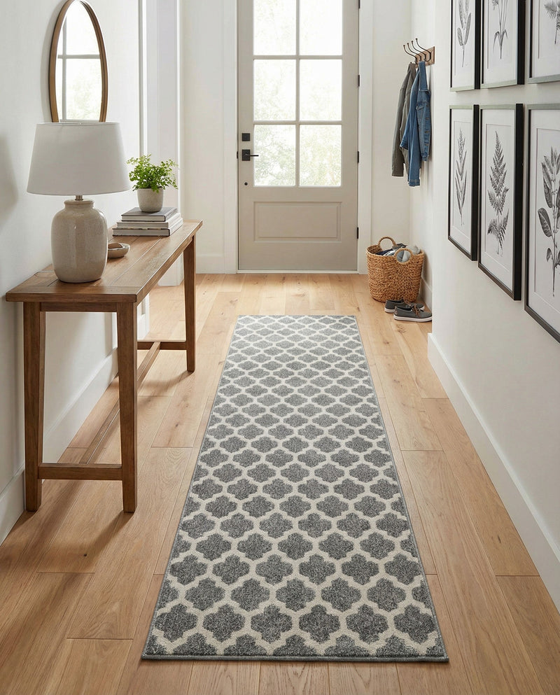 Lattice Gardens Collection Area Rug -  Bloomfield (Dark Gray) Runner Dark Gray  lifestyle 55