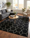 Trellis Mosaic Collection Area Rug - Arborville (Black) Rectangle Black  lifestyle 13