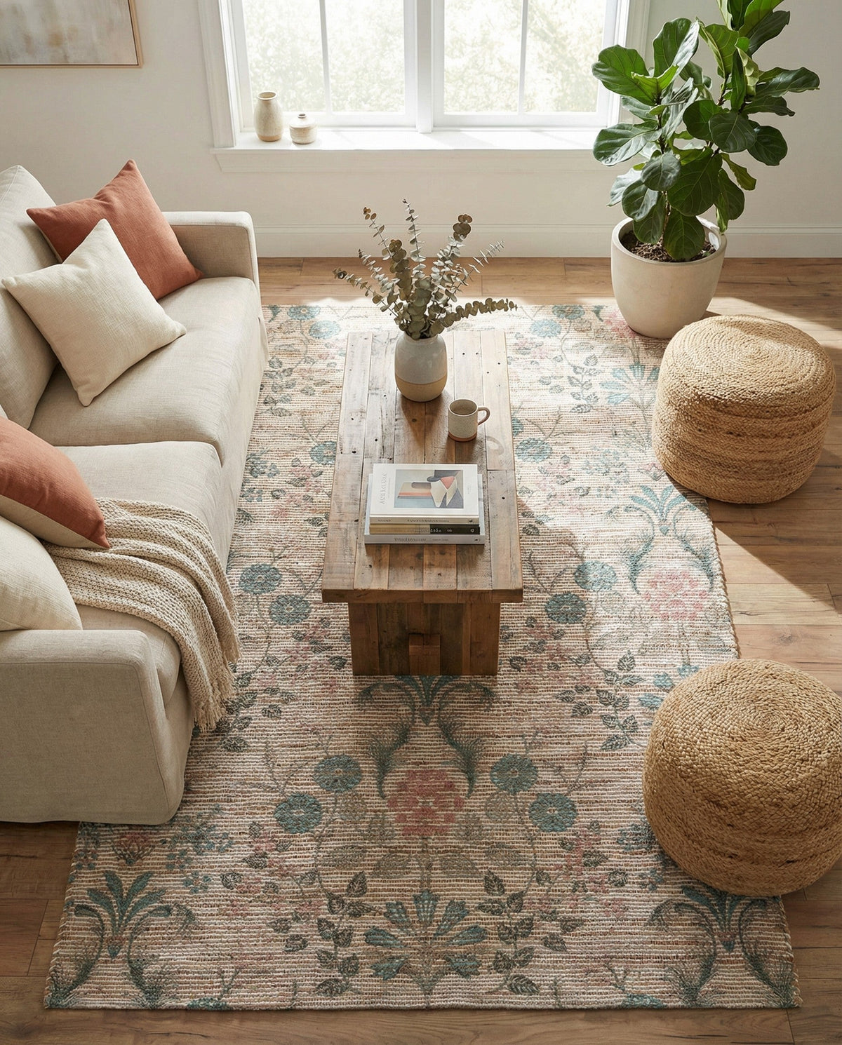 Savannah Threads Collection Area Rug -  Mendocino Rectangle Ivory  lifestyle 10