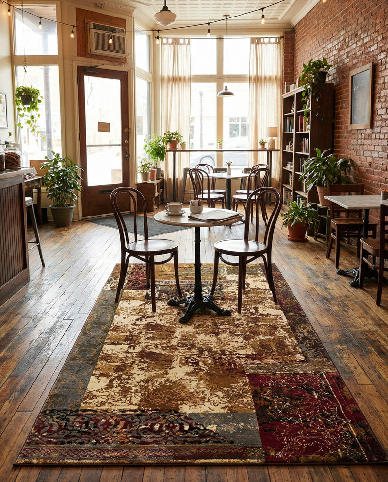 Bistro Lounge Collection Area Rug -  Latte Rectangle Beige  lifestyle 18