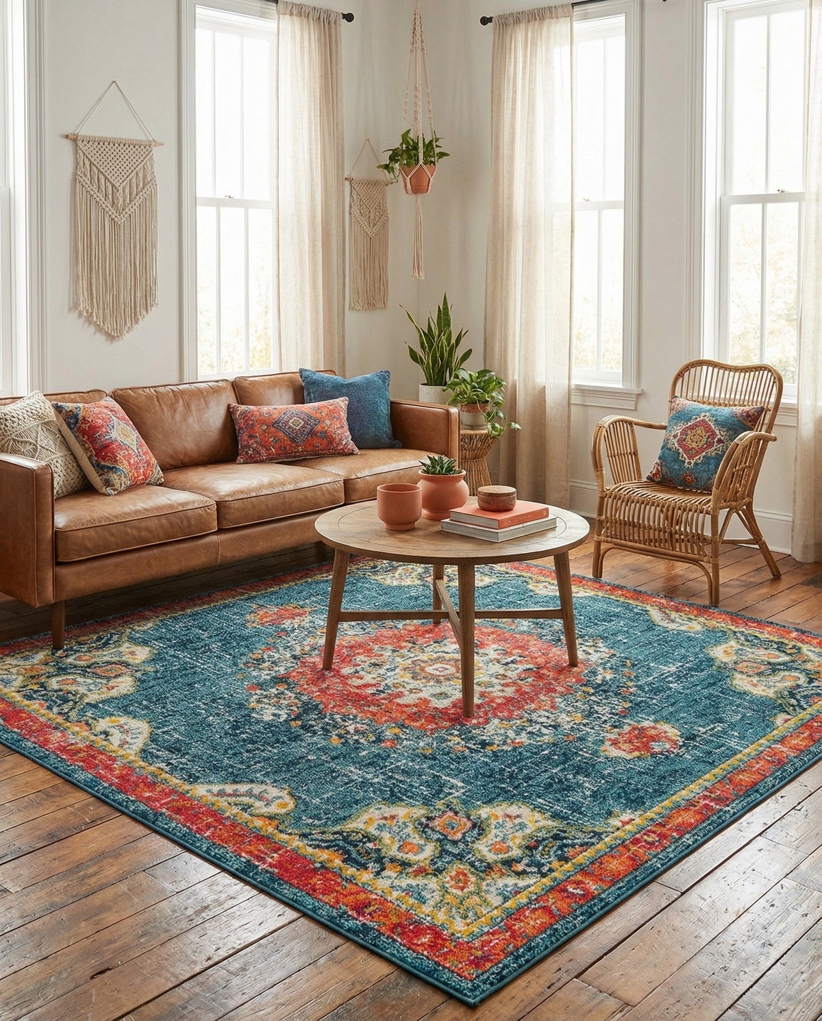 Brighton Terrace Collection Area Rug - Hove (Blue) Square Blue  lifestyle 105